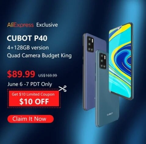 Cubot P40 - четыре камеры, NFC и Android 10 поступит в продажу за $89,99 cubot p40 sale - Cubot P40 - четыре камеры, NFC и Android 10 поступит в продажу за $89,99