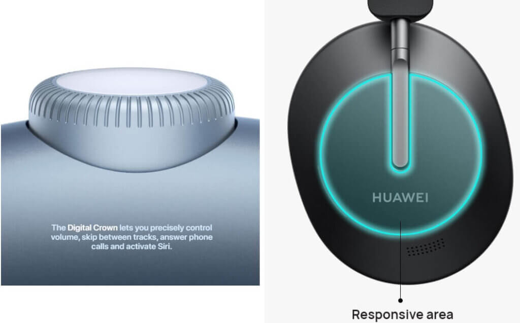 Сравнение: на бумаге FreeBuds Studio от Huawei лучше AirPods Max airpods max versus huawei freebuds pro controls 1024x637 - Сравнение: на бумаге FreeBuds Studio от Huawei лучше AirPods Max